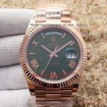 Copy Rolex Day-Date Rose Gold Green Dial Roman Markers Watch 40mm 